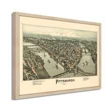 Load image into Gallery viewer, Digitally Restored and Enhanced 1902 Map of Pittsburgh Poster - Framed Vintage Pennsylvania Map - Old Pittsburgh Wall Art - Restored Bird's Eye View Map of Pittsburgh Pennsylvania