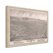 Load image into Gallery viewer, Digitally Restored and Enhanced 1875 Utah Map Poster - Framed Vintage Salt Lake City Map - Old Utah Wall Map - Restored Utah Wall Art - Bird's Eye View of Salt Lake City Utah Poster
