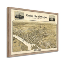 Cargar imagen en el visor de la galería, Digitally Restored and Enhanced 1905 Salem Oregon Map - Framed Vintage Salem City State of Oregon Map - History Map of Oregon Poster - Bird's Eye View of Salem Oregon Wall Art