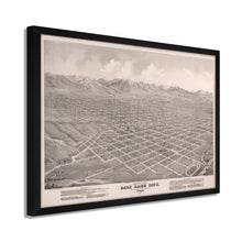 Load image into Gallery viewer, Digitally Restored and Enhanced 1875 Utah Map Poster - Framed Vintage Salt Lake City Map - Old Utah Wall Map - Restored Utah Wall Art - Bird's Eye View of Salt Lake City Utah Poster