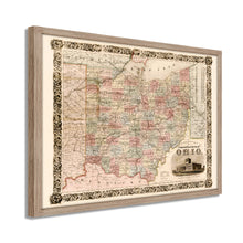 Load image into Gallery viewer, Digitally Restored and Enhanced 1851 Ohio Map Poster - Framed Vintage Map of Ohio Wall Art - Old Map of Ohio Poster - Historic Colton's Township Map of the State of Ohio Wall Map