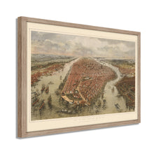Load image into Gallery viewer, Digitally Restored and Enhanced 1865 New York Wall Art Map -Framed Vintage New York Map Print - New York City Wall Art - Old NYC Map - Bird's Eye View of New York City Map & Environs