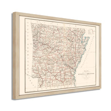 Load image into Gallery viewer, Digitally Restored and Enhanced 1886 Arkansas State Map Poster - Framed Vintage Map of Arkansas Wall Art - Historic AR Map Print - Restored Arkansas Wall Map from General Land Office