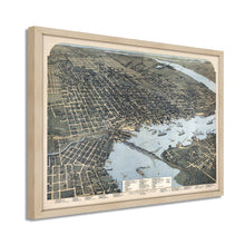 Cargar imagen en el visor de la galería, Digitally Restored and Enhanced 1893 Jacksonville Florida Map - Framed Vintage Jacksonville Wall Art - History Map of Jacksonville Florida - Old Bird's Eye View Map of Jacksonville FL