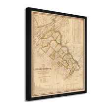 Load image into Gallery viewer, Digitally Restored and Enhanced 1831 Bucks County Pennsylvania Map - Framed Vintage Bucks County Map Print - Old Map of Pennsylvania - Restored Bucks County PA Map Wall Art Poster