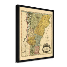Cargar imagen en el visor de la galería, Digitally Restored and Enhanced 1814 Vermont Map Poster - Framed Vintage State of Vermont Wall Art - History Map of Vermont Poster - Restored Vermont State Map from Actual Survey