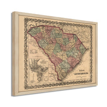 Cargar imagen en el visor de la galería, Digitally Restored and Enhanced 1865 South Carolina Map - Framed Vintage South Carolina Map - Old South Carolina State Map - Restored Map of SC - Colton's South Carolina Map Wall Art Poster