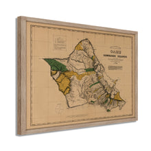 Load image into Gallery viewer, Digitally Restored and Enhanced 1881 Oahu Hawaiian Islands Map - Framed Vintage Oahu Wall Art - Old Hawaiian Map Poster - Restored Map of Oahu Poster - Historic Oahu Hawaii Map