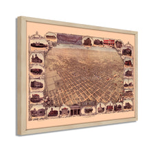 Load image into Gallery viewer, Digitally Restored and Enhanced 1901 San Jose California Map - Framed Vintage San Jose Wall Art - Old San Jose Poster - History Map of San Jose CA - Bird's Eye View of San Jose CA Map