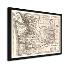 Load image into Gallery viewer, Digitally Restored and Enhanced 1888 Washington State Map Poster - Framed Vintage Washington Map - Old WA State Map - Restored Township & Railroad Map of Washington State Poster