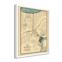 Load image into Gallery viewer, Digitally Restored and Enhanced 1875 Map of New Orleans Poster - Framed Vintage Map of New Orleans - Old New Orleans Wall Art -  Restored Plan of The City of New Orleans Map