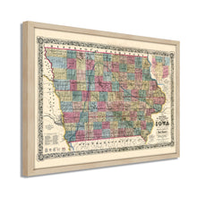 Cargar imagen en el visor de la galería, Digitally Restored and Enhanced 1856 Iowa Map Poster- Framed Vintage Iowa State Map - Old State of Iowa Wall Art - Historic Iowa Wall Map - Sectional & Geological Map of Iowa Poster