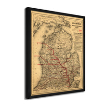 Cargar imagen en el visor de la galería, Digitally Restored and Enhanced 1886 Michigan Map Poster - Framed Vintage Map of Michigan Wall Art - Old State of Michigan Map Print - Vintage Michigan Map Showing Toledo & Ann Arbor