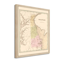 Cargar imagen en el visor de la galería, Digitally Restored and Enhanced 1838 Delaware State Map - Framed Vintage Delaware Wall Art - Old Dover Delaware Map - History Map of Delaware Poster Showing Minor Civil Division