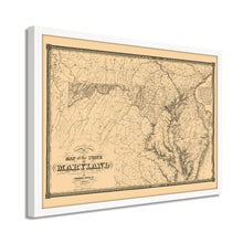 Cargar imagen en el visor de la galería, Digitally Restored and Enhanced 1841 Maryland Map Poster - Framed Vintage Maryland State Map - Historic Maryland Wall Art - Old Map of Maryland Poster - Restored Map of Maryland State