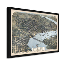 Cargar imagen en el visor de la galería, Digitally Restored and Enhanced 1893 Jacksonville Florida Map - Framed Vintage Jacksonville Wall Art - History Map of Jacksonville Florida - Old Bird's Eye View Map of Jacksonville FL