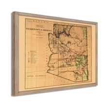 Cargar imagen en el visor de la galería, Digitally Restored and Enhanced 1876 Arizona Map Poster - Framed Vintage Arizona Wall Art - History Map of Arizona State Territory