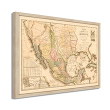 Cargar imagen en el visor de la galería, Digitally Restored and Enhanced 1847 Mexico Map Poster - Framed Vintage Mexico Wall Art - History Map of Mexico Poster - Old Mapa de Mexico - Mapa de los Estados Unidos de Mejico