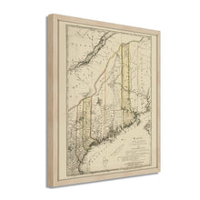 Load image into Gallery viewer, Digitally Restored and Enhanced 1798 Map of Maine Poster - Framed Vintage Maine Map Poster - Old Maine Wall Art - Restored State of Maine Map Showing Counties & Civil Subdivisions