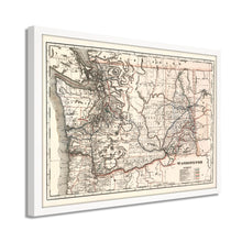 Load image into Gallery viewer, Digitally Restored and Enhanced 1888 Washington State Map Poster - Framed Vintage Washington Map - Old WA State Map - Restored Township & Railroad Map of Washington State Poster