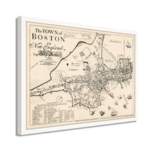 Cargar imagen en el visor de la galería, Digitally Restored and Enhanced 1722 Boston Massachusetts Map -Framed Vintage Boston Poster - History Map of Boston Framed Wall Art - Old Map of The Town of Boston in New England