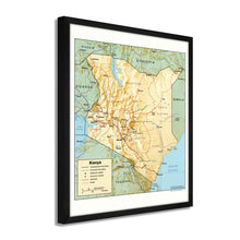 Load image into Gallery viewer, Digitally Restored and Enhanced 1988 Kenya Map Print - Framed Vintage Kenya Wall Art Map - Old Kenya Wall Map - Historic Kenya Wall Art - Restored Map of Kenya Poster