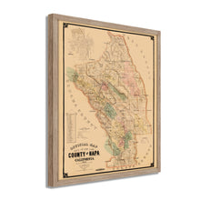 Cargar imagen en el visor de la galería, Digitally Restored and Enhanced 1895 Napa County California Map - Framed Vintage Napa Wall Art - Old California Wall Map History