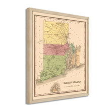 Cargar imagen en el visor de la galería, Digitally Restored and Enhanced 1829 Rhode Island State Map - Framed Vintage Rhode Island Poster - Old Rhode Island Wall Art - Historic RI Map - Restored Map of Rhode Island Print