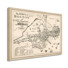 Cargar imagen en el visor de la galería, Digitally Restored and Enhanced 1722 Boston Massachusetts Map -Framed Vintage Boston Poster - History Map of Boston Framed Wall Art - Old Map of The Town of Boston in New England