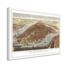 Load image into Gallery viewer, Digitally Restored and Enhanced 1876 Map of New York City Poster - Framed Vintage New York Map Print - Old New York Wall Art - Restored NYC Map - Historic Wall Map of New York City