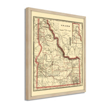 Load image into Gallery viewer, Digitally Restored and Enhanced 1896 Idaho Map Poster - Framed Vintage Idaho Wall Art - Old Idaho State Map - Historic Idaho Wall Map - Township & Railroad Map of Idaho Poster
