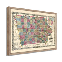 Cargar imagen en el visor de la galería, Digitally Restored and Enhanced 1856 Iowa Map Poster- Framed Vintage Iowa State Map - Old State of Iowa Wall Art - Historic Iowa Wall Map - Sectional & Geological Map of Iowa Poster