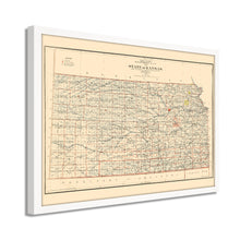 Load image into Gallery viewer, Digitally Restored and Enhanced 1898 Map of Kansas Poster - Framed Vintage Kansas Map Poster - Old Kansas Wall Art - Restored Kansas State Map - Historic State of Kansas Wall Map