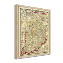 Load image into Gallery viewer, Digitally Restored and Enhanced 1888 Indiana Map Poster - Framed Vintage Map of Indiana - Restored Indiana State Map Print - Old Township & Rail Road Map of Indiana Wall Art