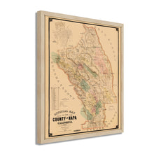 Cargar imagen en el visor de la galería, Digitally Restored and Enhanced 1895 Napa County California Map - Framed Vintage Napa Wall Art - Old California Wall Map History
