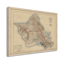 Load image into Gallery viewer, Digitally Restored and Enhanced 1938 Map of Oahu Hawaii - Framed Vintage Oahu Wall Art - Old Oahu Hawaii Map - Topographic Map of Oahu Poster - City & County of Honolulu Hawaii