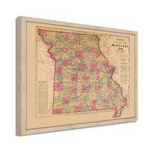 Cargar imagen en el visor de la galería, Digitally Restored and Enhanced 1861 Missouri Map Poster - Framed Vintage Missouri Wall Map  - Old Missouri State Map - Historic MO Map - Restored Official Map of Missouri Wall Art