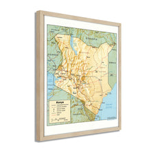 Load image into Gallery viewer, Digitally Restored and Enhanced 1988 Kenya Map Print - Framed Vintage Kenya Wall Art Map - Old Kenya Wall Map - Historic Kenya Wall Art - Restored Map of Kenya Poster
