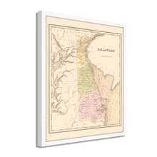Cargar imagen en el visor de la galería, Digitally Restored and Enhanced 1838 Delaware State Map - Framed Vintage Delaware Wall Art - Old Dover Delaware Map - History Map of Delaware Poster Showing Minor Civil Division