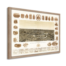 Cargar imagen en el visor de la galería, Digitally Restored and Enhanced 1892 Map of Dallas Texas Poster - Framed Vintage Dallas Map - Old City of Dallas Wall Art - Dallas Texas Map History - Bird's Eye View of Dallas TX Map