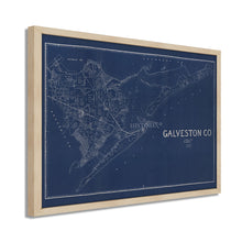 Load image into Gallery viewer, Digitally Restored and Enhanced 1935 Map of Galveston Texas - Framed Vintage Poster Map of Texas - Old Galveston County Texas Map - Restored Historic Galveston Wall Art Blueprint