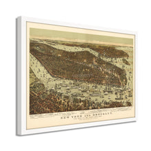 Load image into Gallery viewer, Digitally Restored and Enhanced - 1892 New York and Brooklyn Poster Map - Framed Vintage New York City Poster - Old NYC Wall Art - Restored NYC Map - New York & Brooklyn Map Wall Art