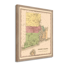 Cargar imagen en el visor de la galería, Digitally Restored and Enhanced 1829 Rhode Island State Map - Framed Vintage Rhode Island Poster - Old Rhode Island Wall Art - Historic RI Map - Restored Map of Rhode Island Print