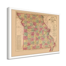 Cargar imagen en el visor de la galería, Digitally Restored and Enhanced 1861 Missouri Map Poster - Framed Vintage Missouri Wall Map  - Old Missouri State Map - Historic MO Map - Restored Official Map of Missouri Wall Art