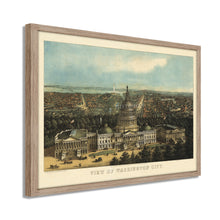 Cargar imagen en el visor de la galería, Digitally Restored and Enhanced 1871 Map of Washington DC Poster - Framed Vintage Washington DC Map Print - History Map of Washington DC Wall Art - Bird's Eye View of Washington City