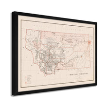 Cargar imagen en el visor de la galería, Digitally Restored and Enhanced 1879 Montana Map Poster - Framed Vintage Montana Poster - History Map of Montana Wall Art - Restored Montana State Map Territory from Official Records