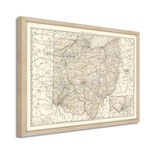 Cargar imagen en el visor de la galería, Digitally Restored and Enhanced 1894 Ohio Map Poster - Framed Vintage Ohio State Wall Art - History Map of Ohio State Poster Print