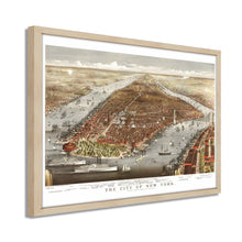 Load image into Gallery viewer, Digitally Restored and Enhanced 1876 Map of New York City Poster - Framed Vintage New York Map Print - Old New York Wall Art - Restored NYC Map - Historic Wall Map of New York City