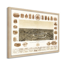 Cargar imagen en el visor de la galería, Digitally Restored and Enhanced 1892 Map of Dallas Texas Poster - Framed Vintage Dallas Map - Old City of Dallas Wall Art - Dallas Texas Map History - Bird's Eye View of Dallas TX Map