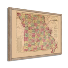 Cargar imagen en el visor de la galería, Digitally Restored and Enhanced 1861 Missouri Map Poster - Framed Vintage Missouri Wall Map  - Old Missouri State Map - Historic MO Map - Restored Official Map of Missouri Wall Art